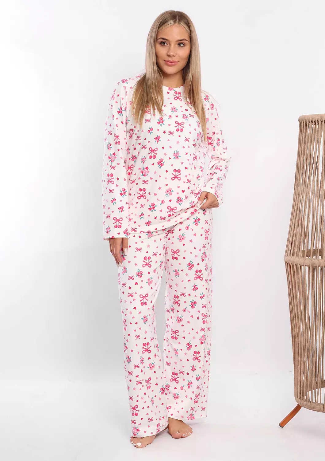 C322 Pink Ribbons Pajama Set 2