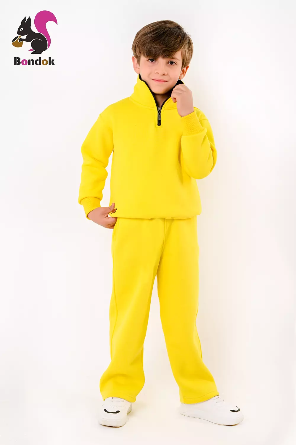 BONDOK Kids Tracksuit Set – Boys ¼-Zip Stand-Collar Sweater & Jogger Pants, Comfy Fit – Ages 4–14 4