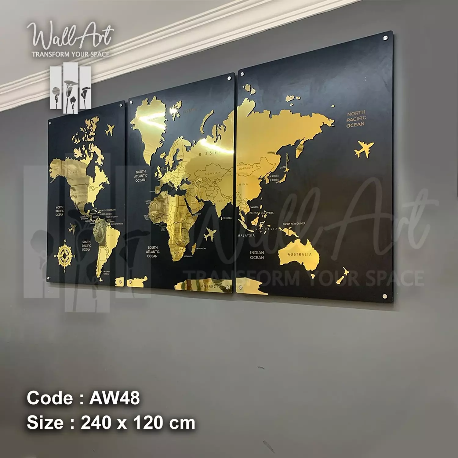 AW48-Engraved World Map  12