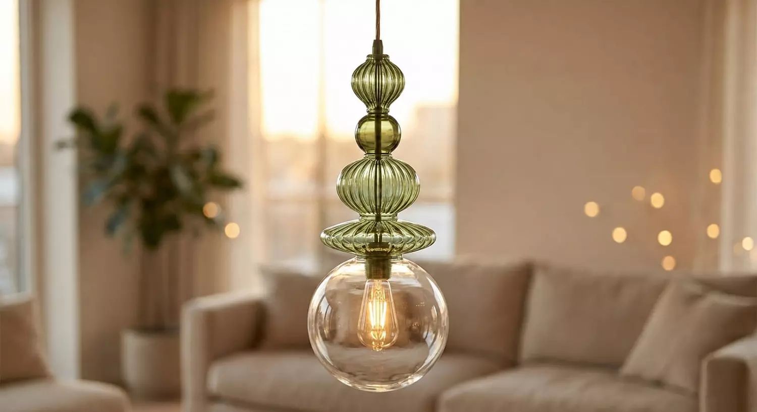 Cassia - Elegant Handmade Pyrex Glass Pendant Light hover image
