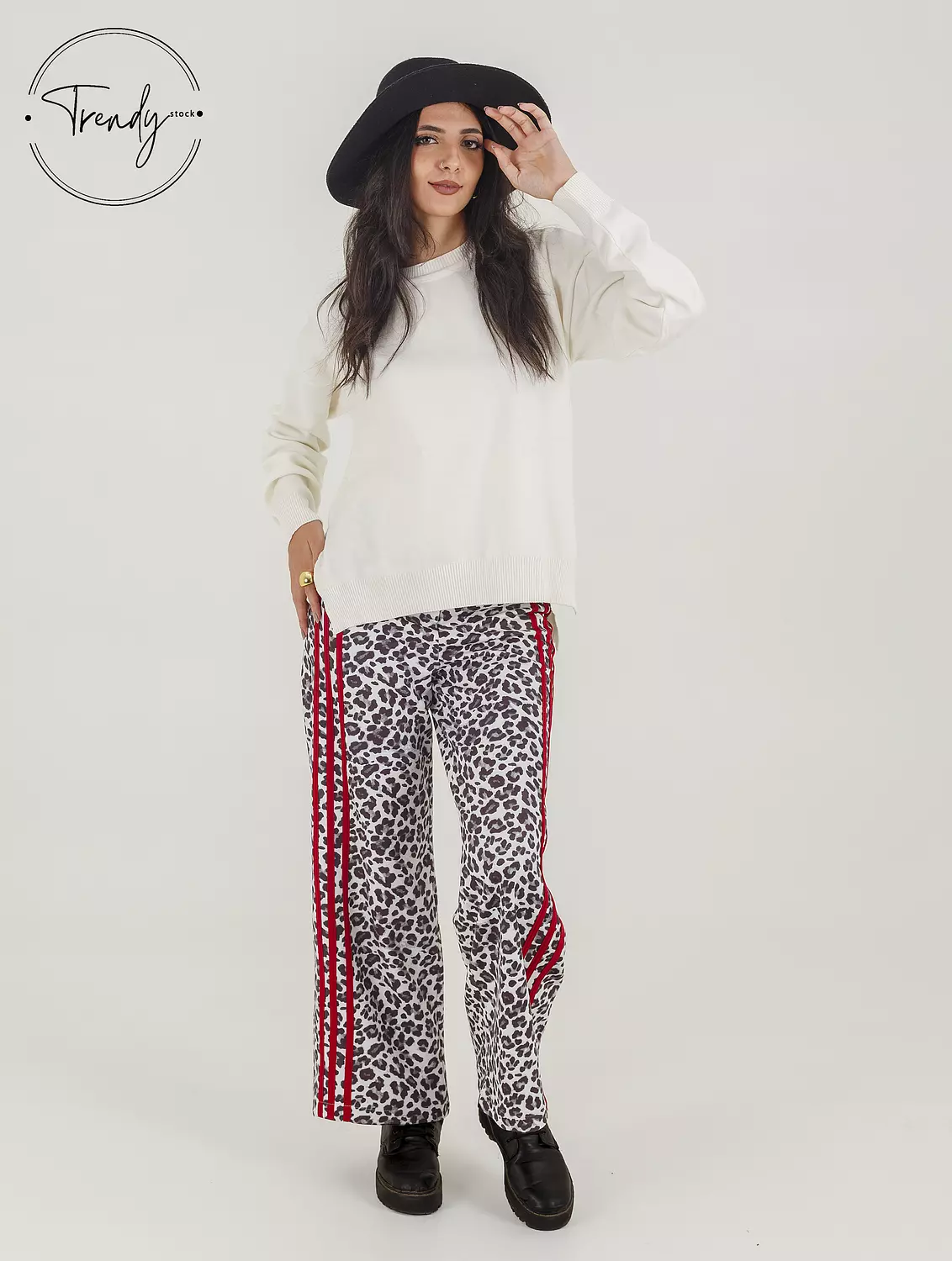 Leopard Print Stripe Detailed Pants 3
