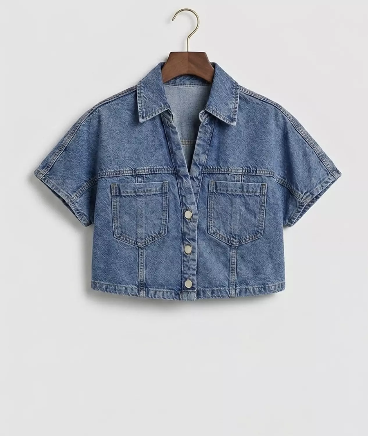 Cropped Denim Shirt image