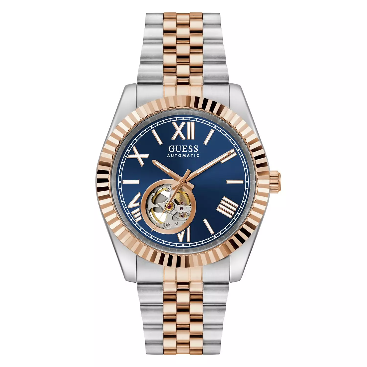 GUESS CONNOISSEUR Mens 2-Tone Automatic Watch 2-Tone Stainless Steel Brushed/Polished Bracelet image