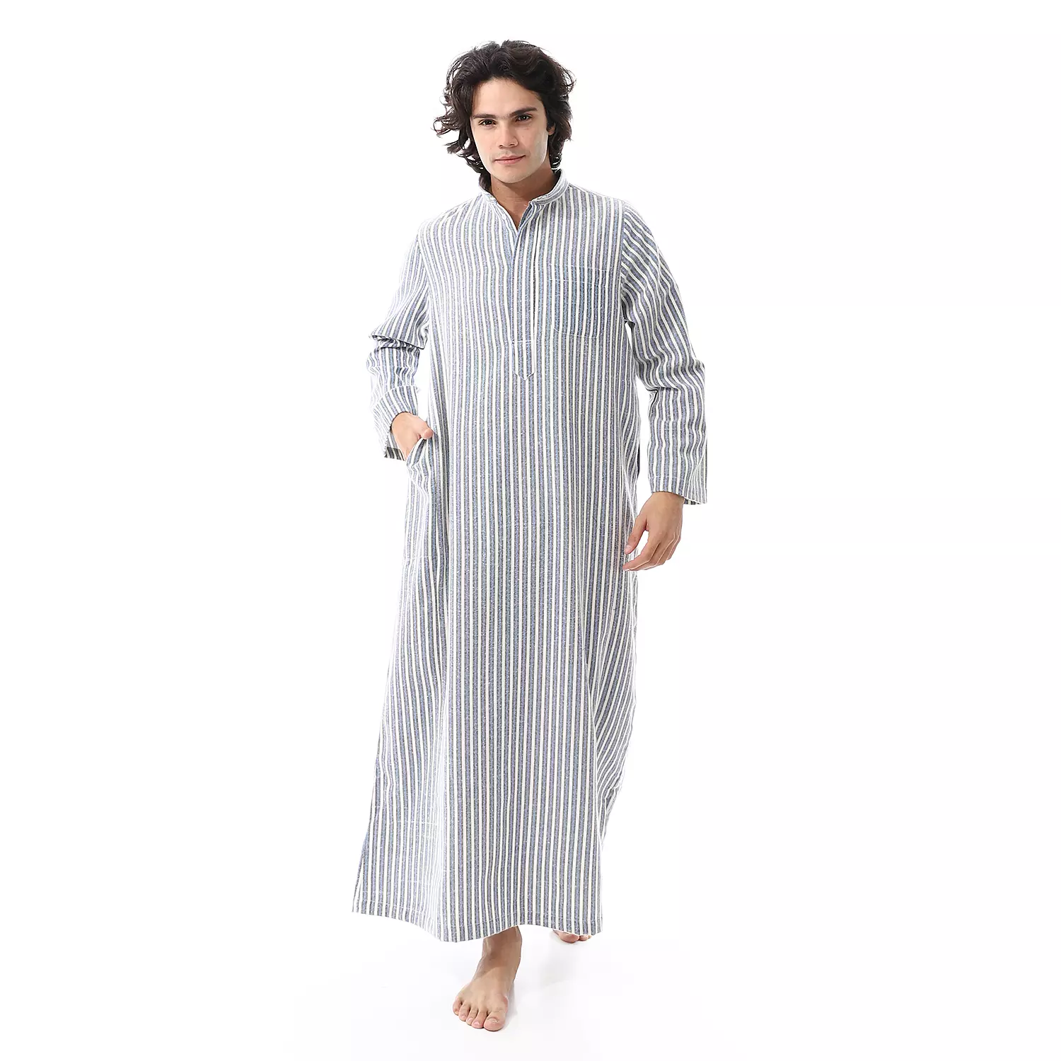 Shorto Men's Kastoor Galabeya  - 25 -2- Blue * Dark Grey * White - 2341 image