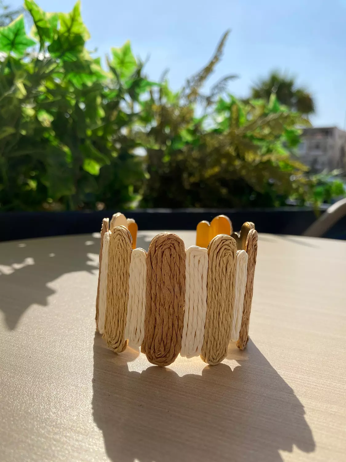 Beige grid bangle 1