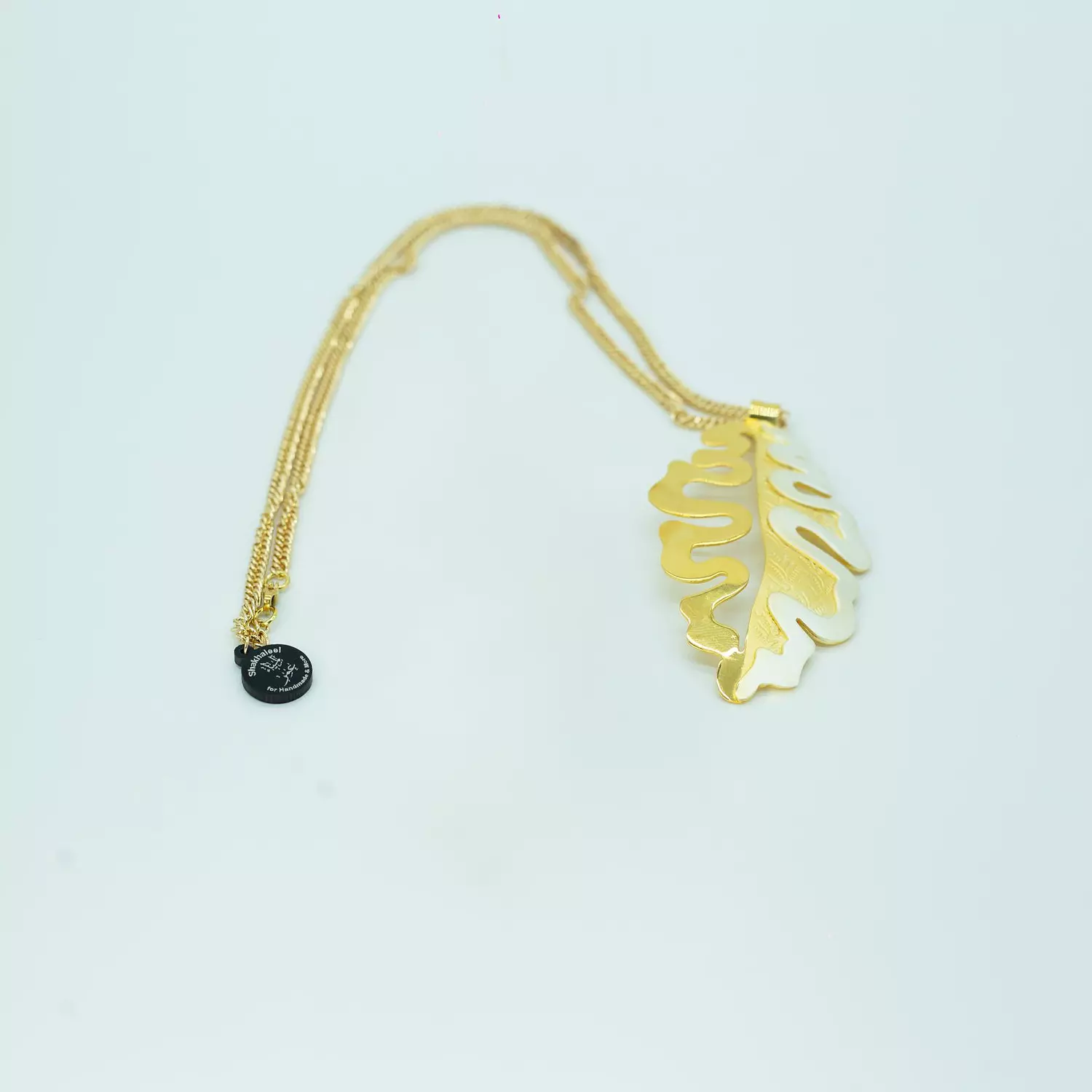 Two-layer brass chain plated with matte and shiny gold, silver and platinum - 60 cm - Mulberry leaf 3