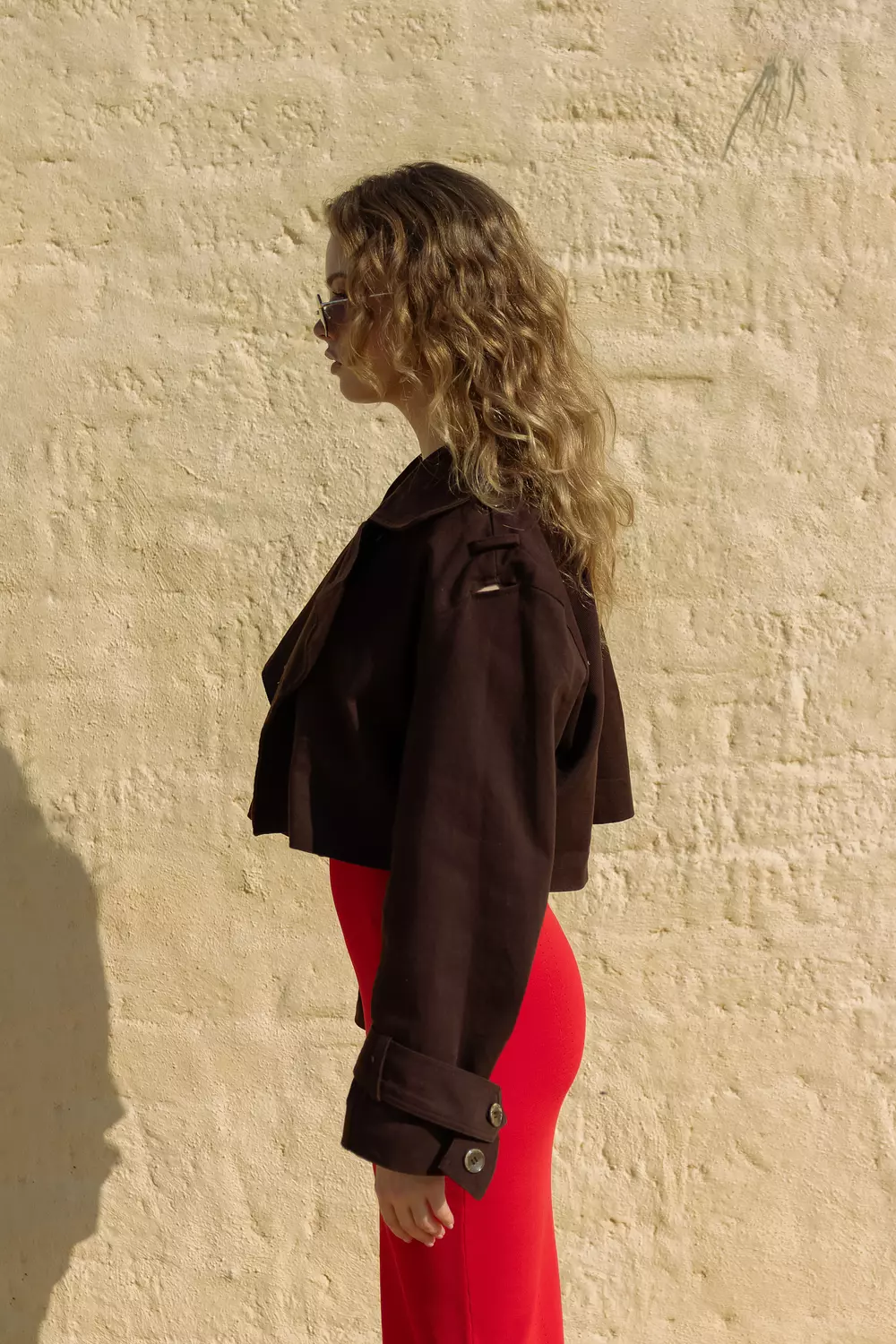 Cropped Trench Jacket - chocolate brown hover image