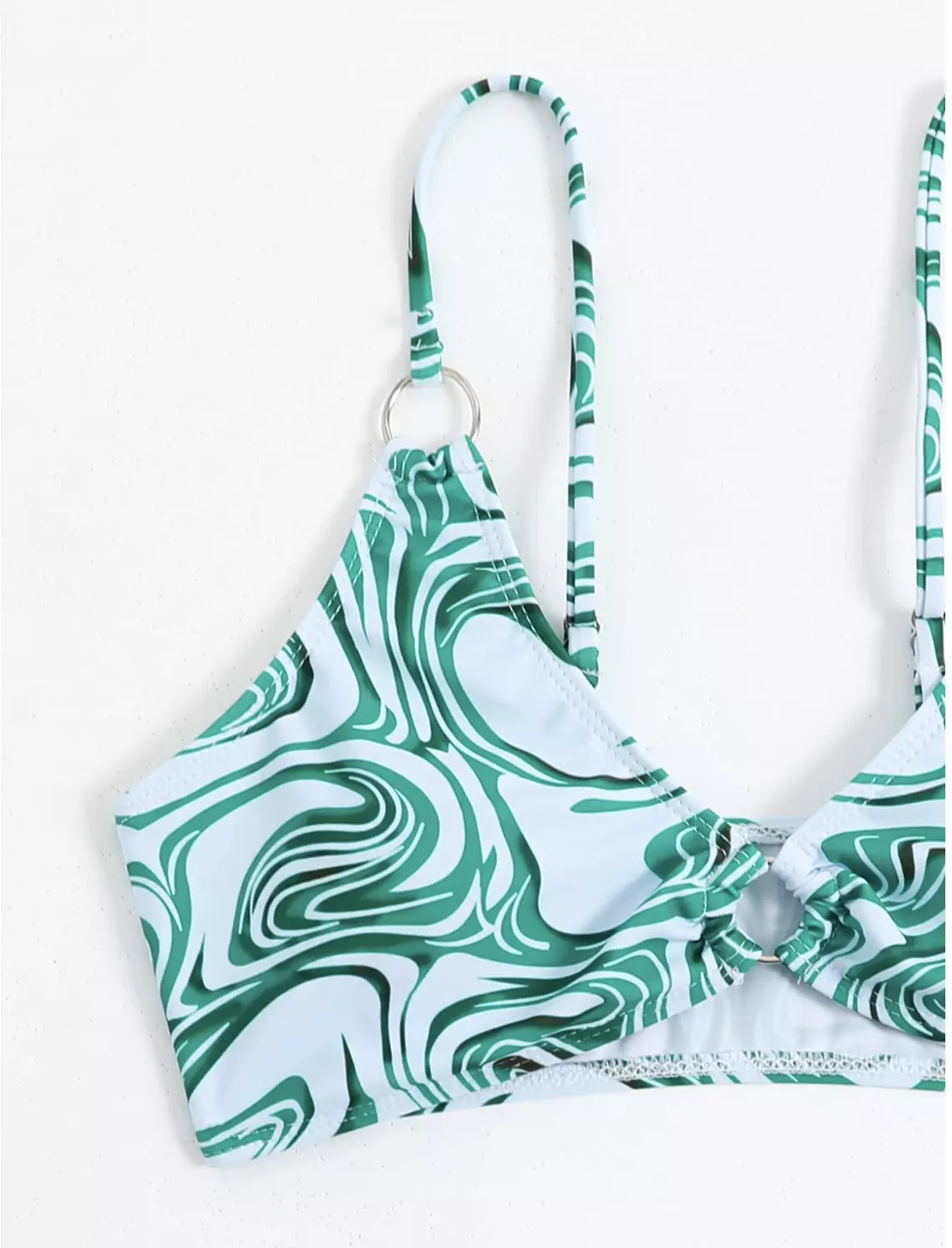SHEIN Swim Summer Beach Random Allover Print Ring Linked Bikini Set 2