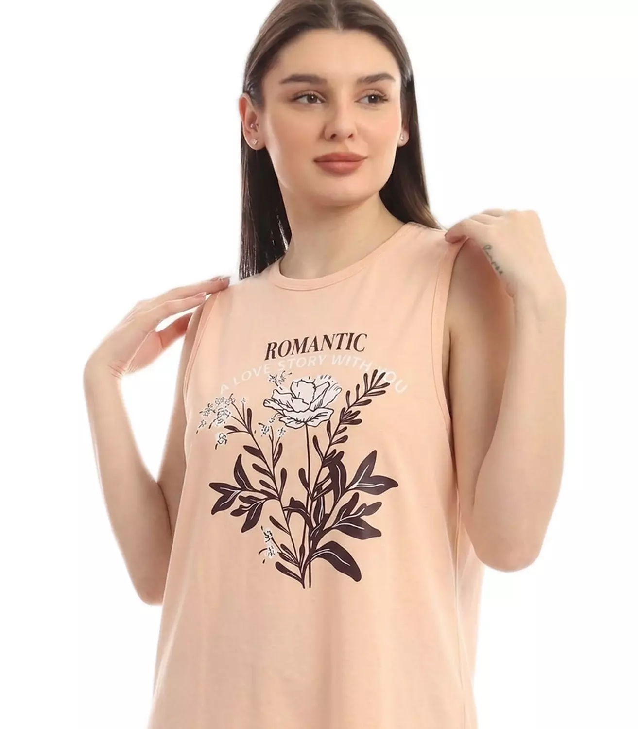 Women Nightgown Printed - 2477 - Light Orange hover image