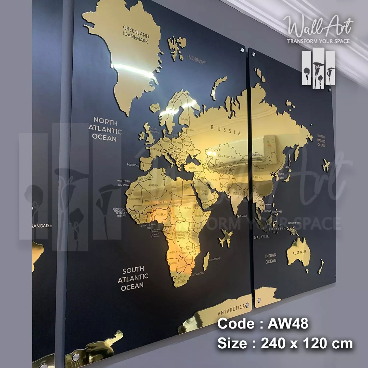 AW48-Engraved World Map  9