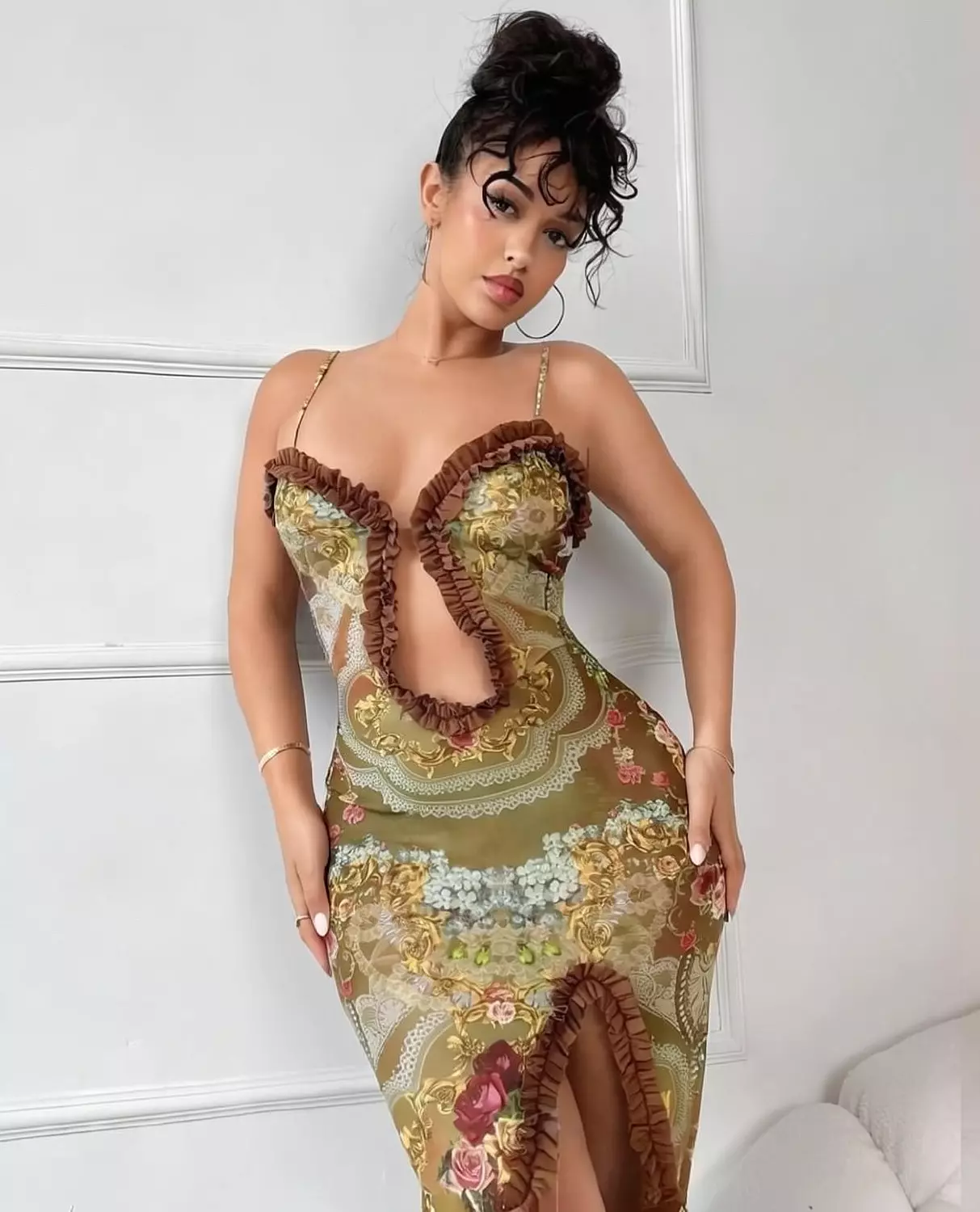 Floral Mesh Cut-Out Maxi Dress 5