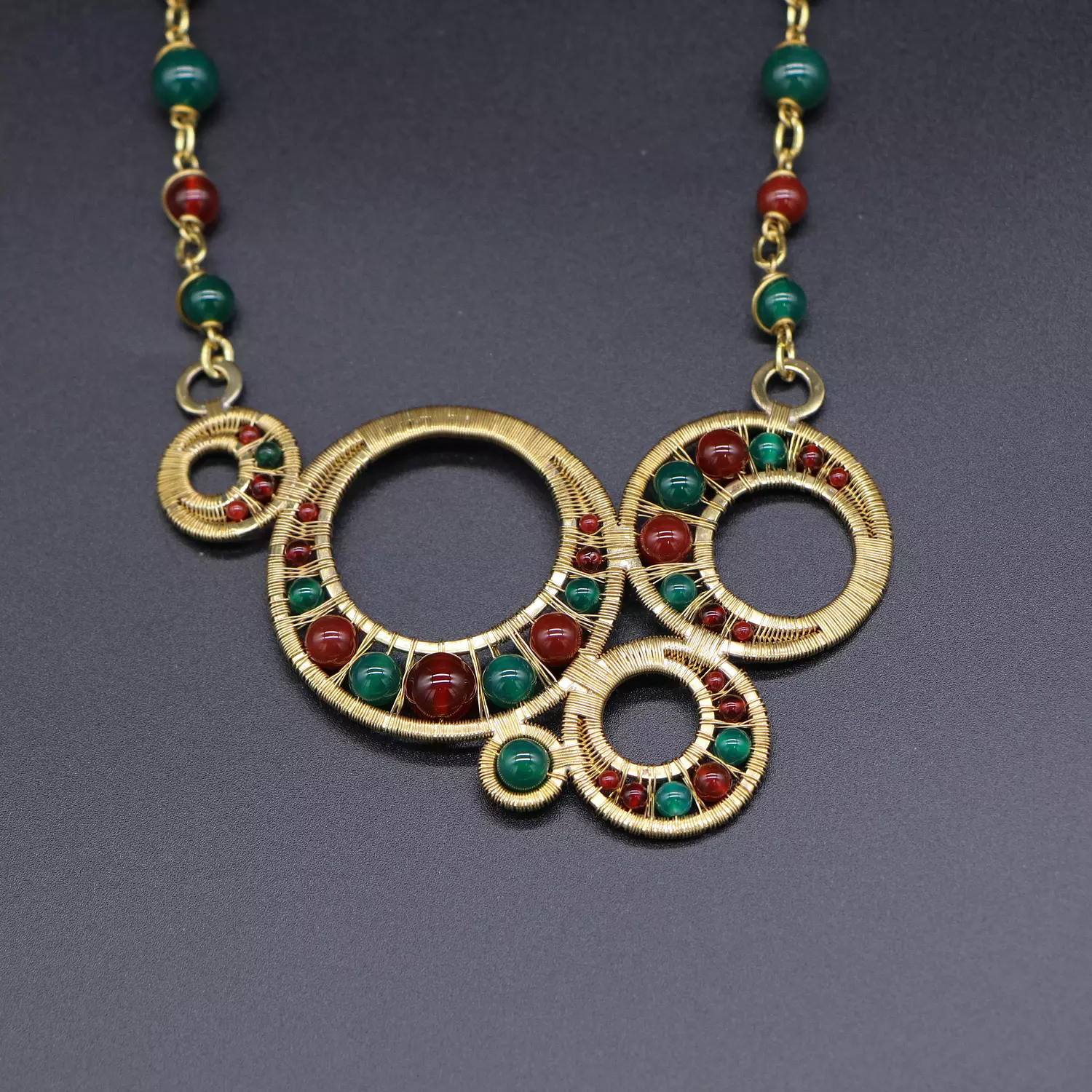 Necklace with agate gemstones. image
