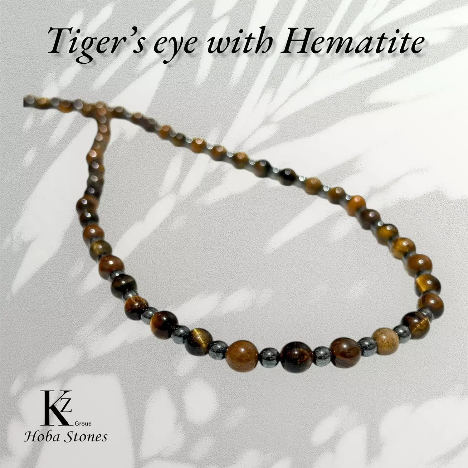 Necklace Tiger eye with Hematite  2