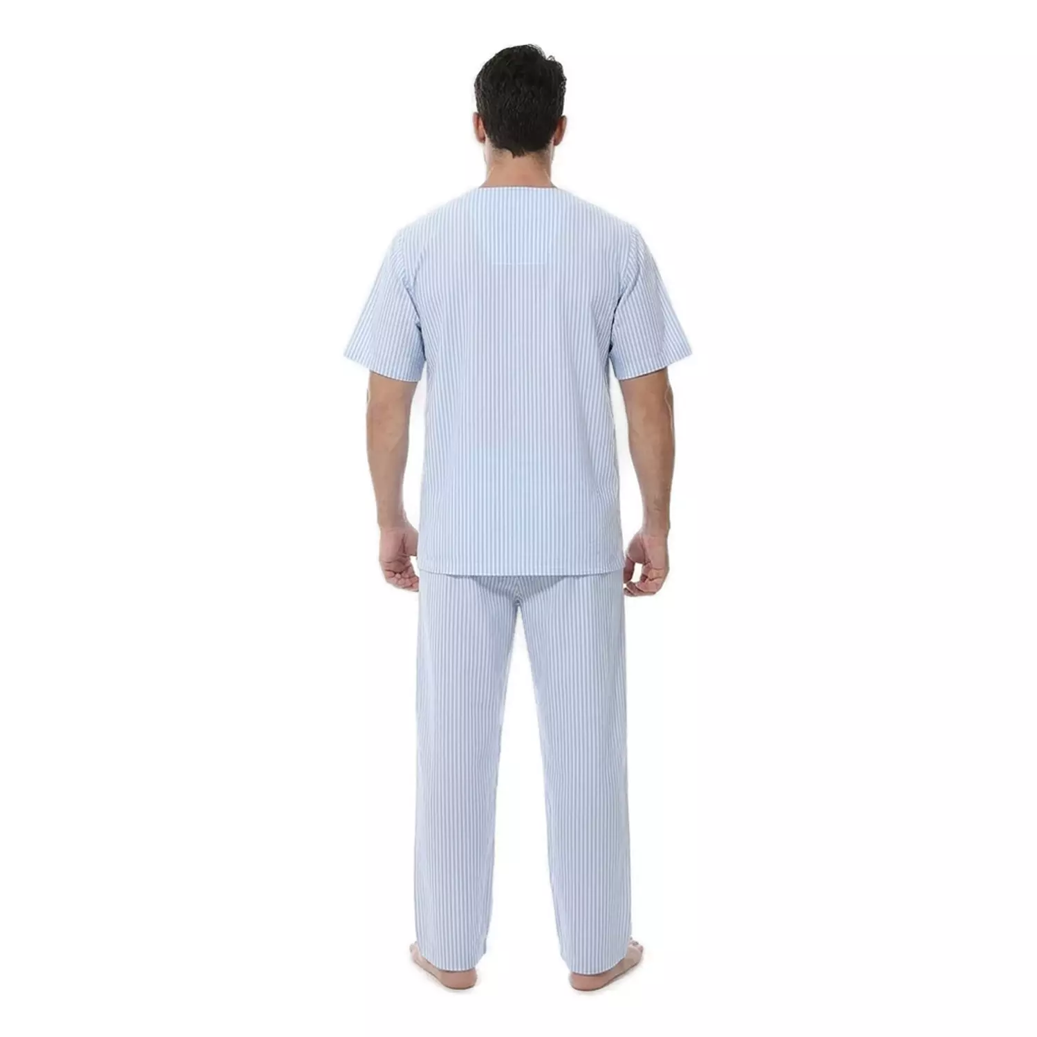 Men Classic Pajama Set - 2289 - Light Blue -2 Stripe Blue 4