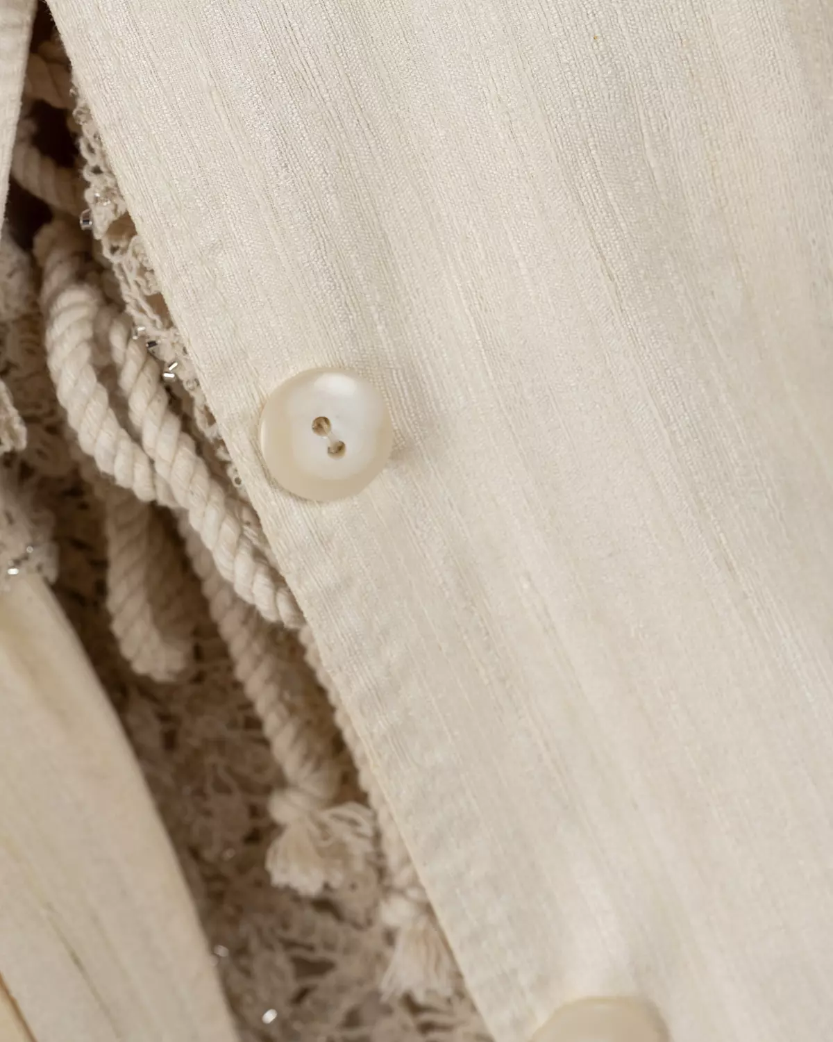 Refined Off-White Silk Jacquard Turtleneck Top 5