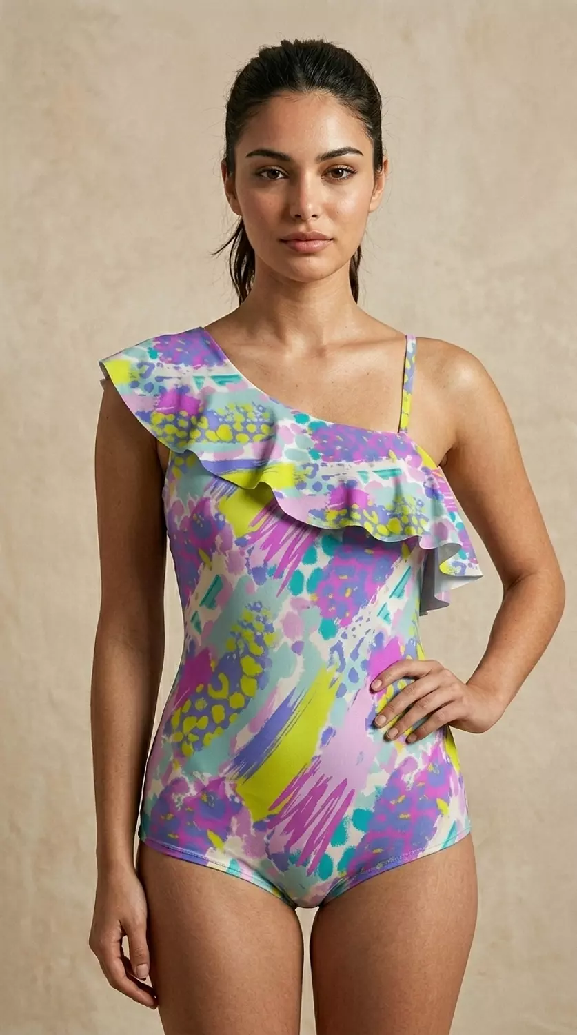 Ruffled Neckline swimsuit 8