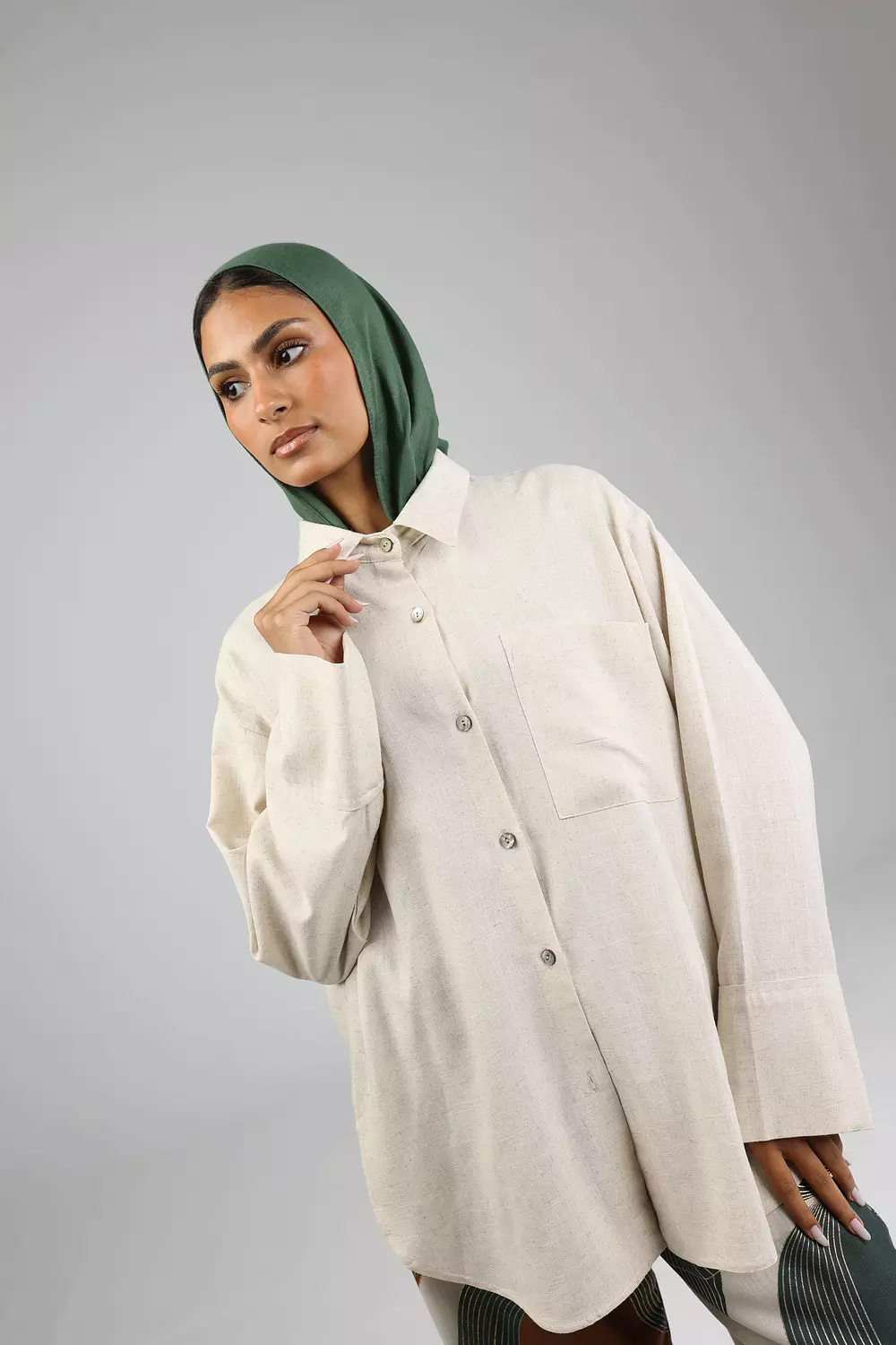 Nude Plain Linen Shirt 5