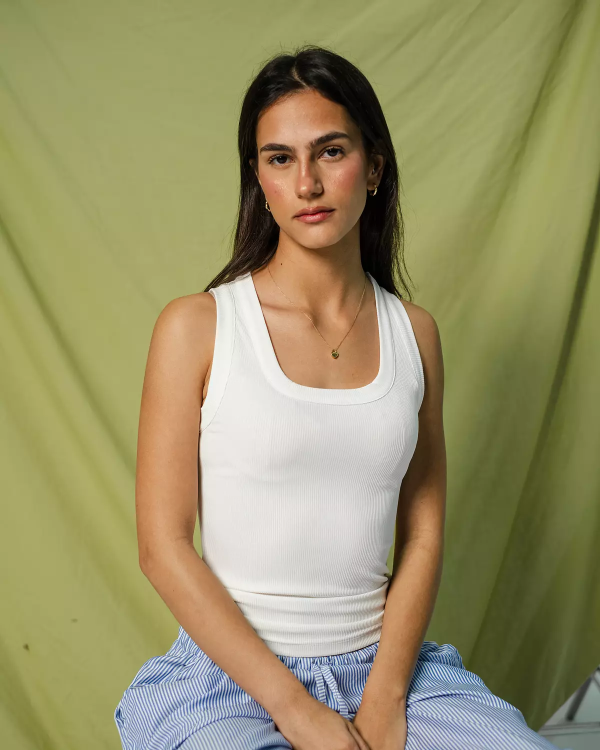 Aleron Micro-ribbed Tank Top -White 