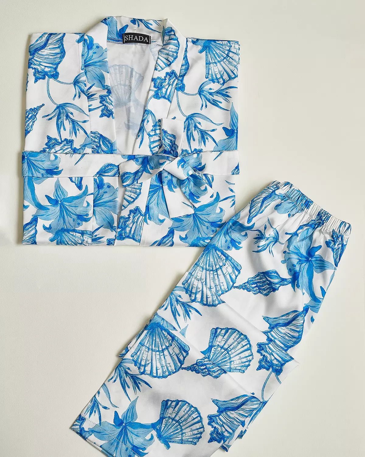 Blue X White Robe and Pants Set   hover image