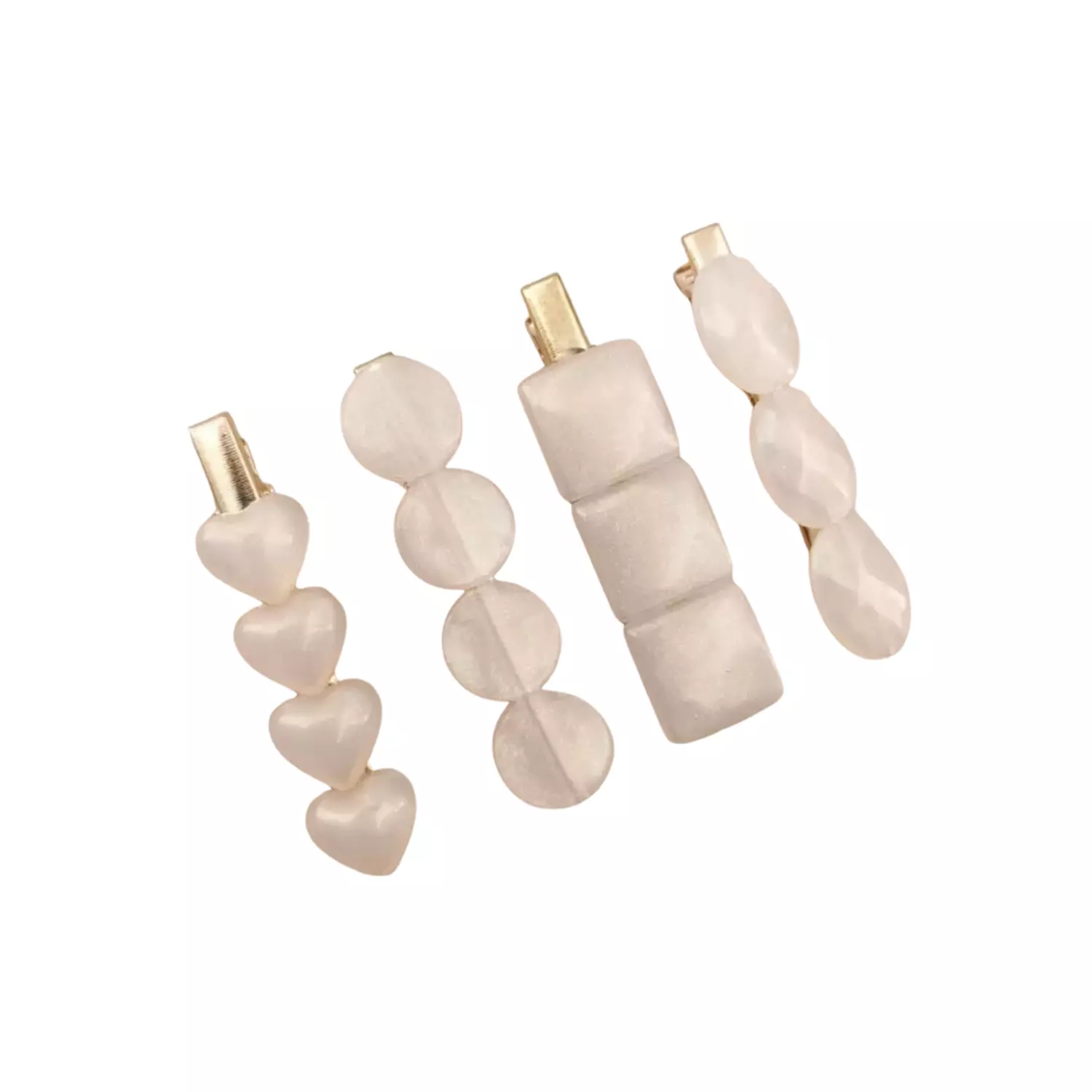 4 Pc Ivory Acrylic Hair Clips Set 4