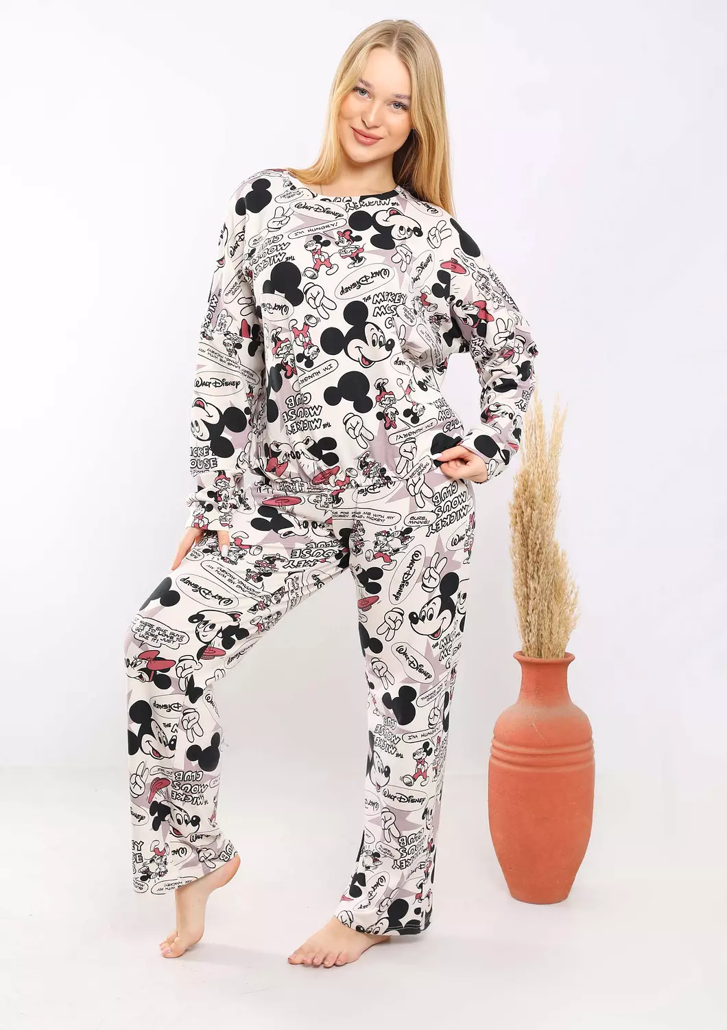 C354 mickey comics loose fit long sleeves pj set  1