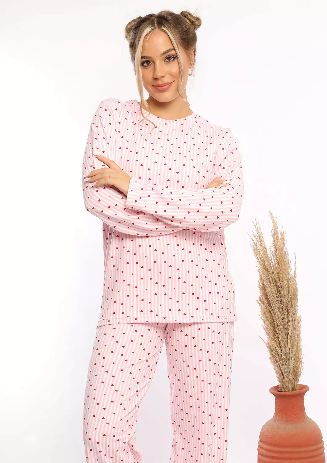 C331 PINK HEARTS LONG SLEEVES PAJAMA SET  1