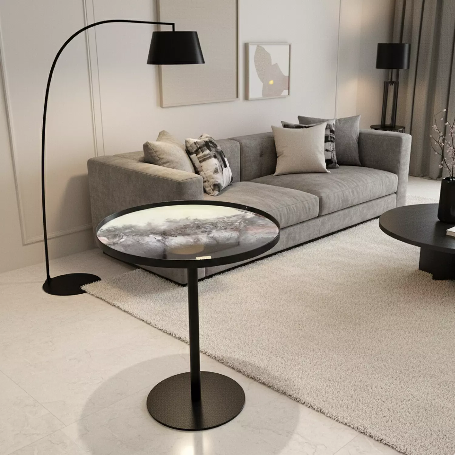 Cream/ Black Steel Side table image