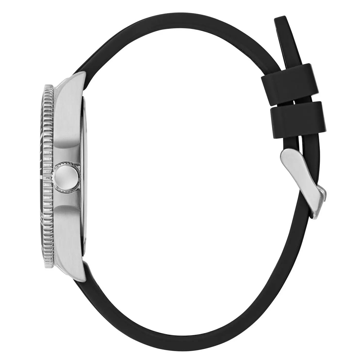 GUESS Mens Black Silver Tone Analog Watch Black Silicone Strap GW0969G1 2