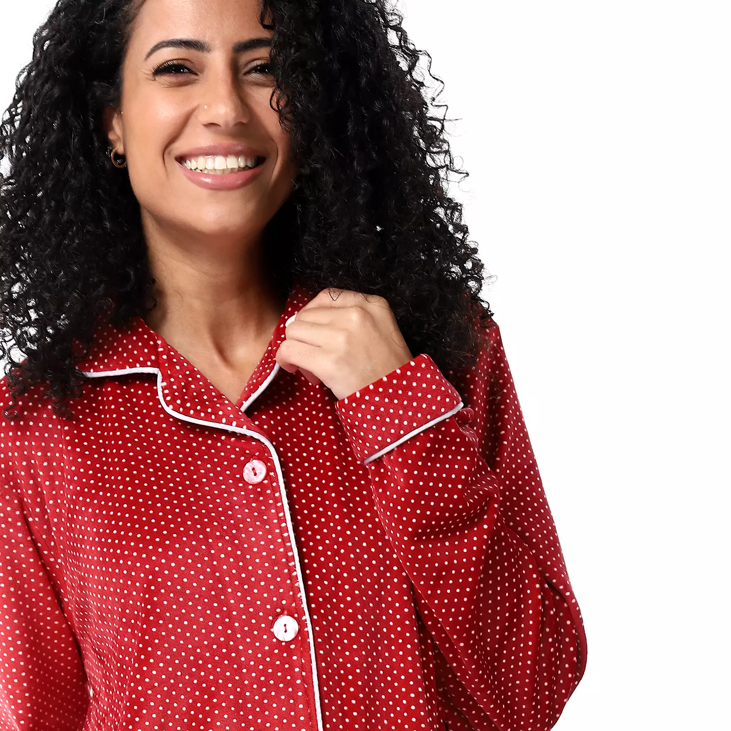 Women Classic Fleece PJ - Dark Red- 2505 3