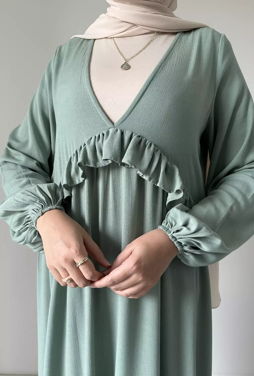 Mint green v_neck dress  1