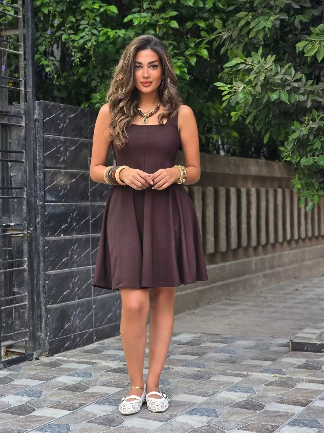 Brown kare midi dress hover image