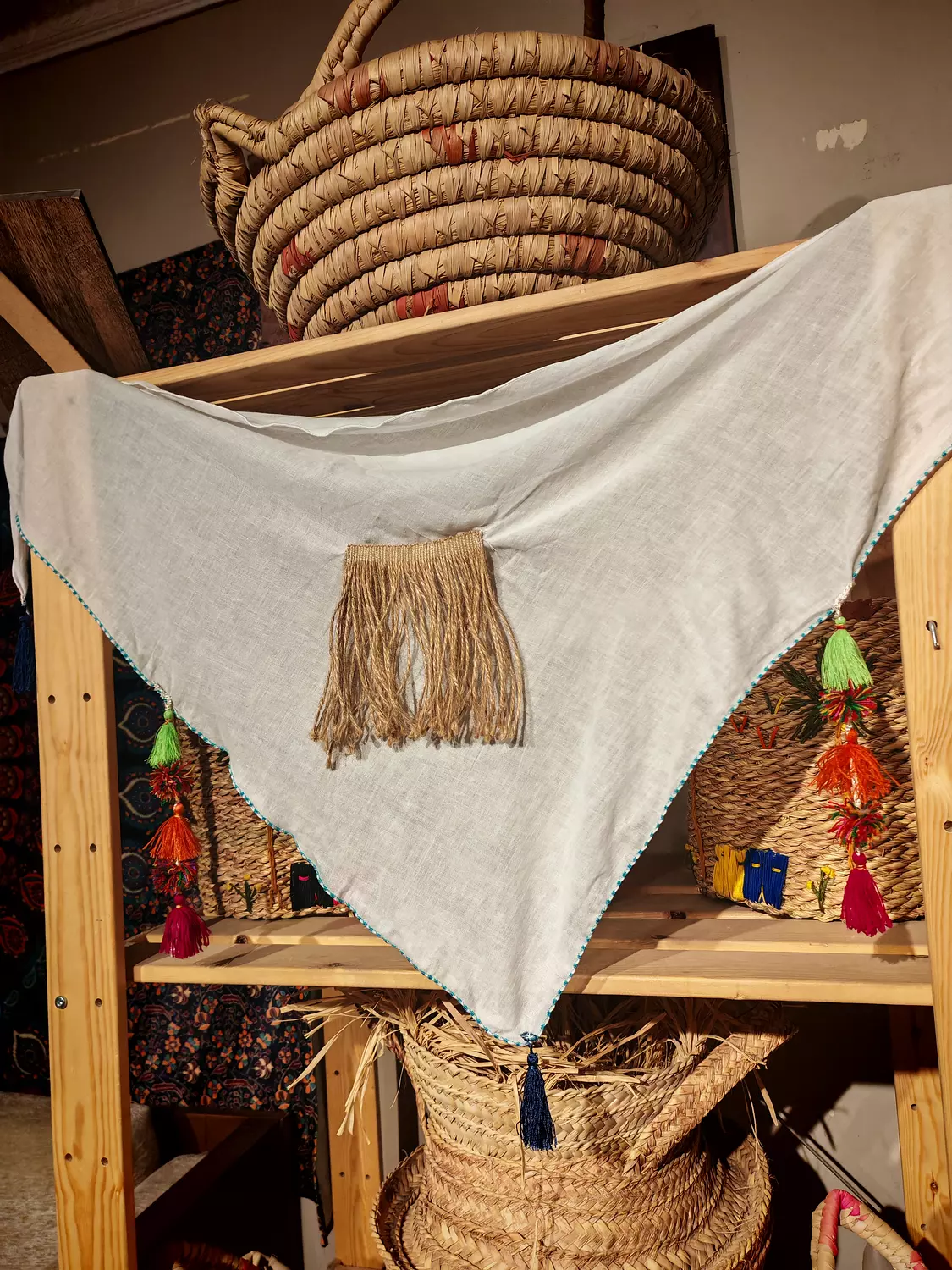 Cotton siwi shawl with fringes hover image