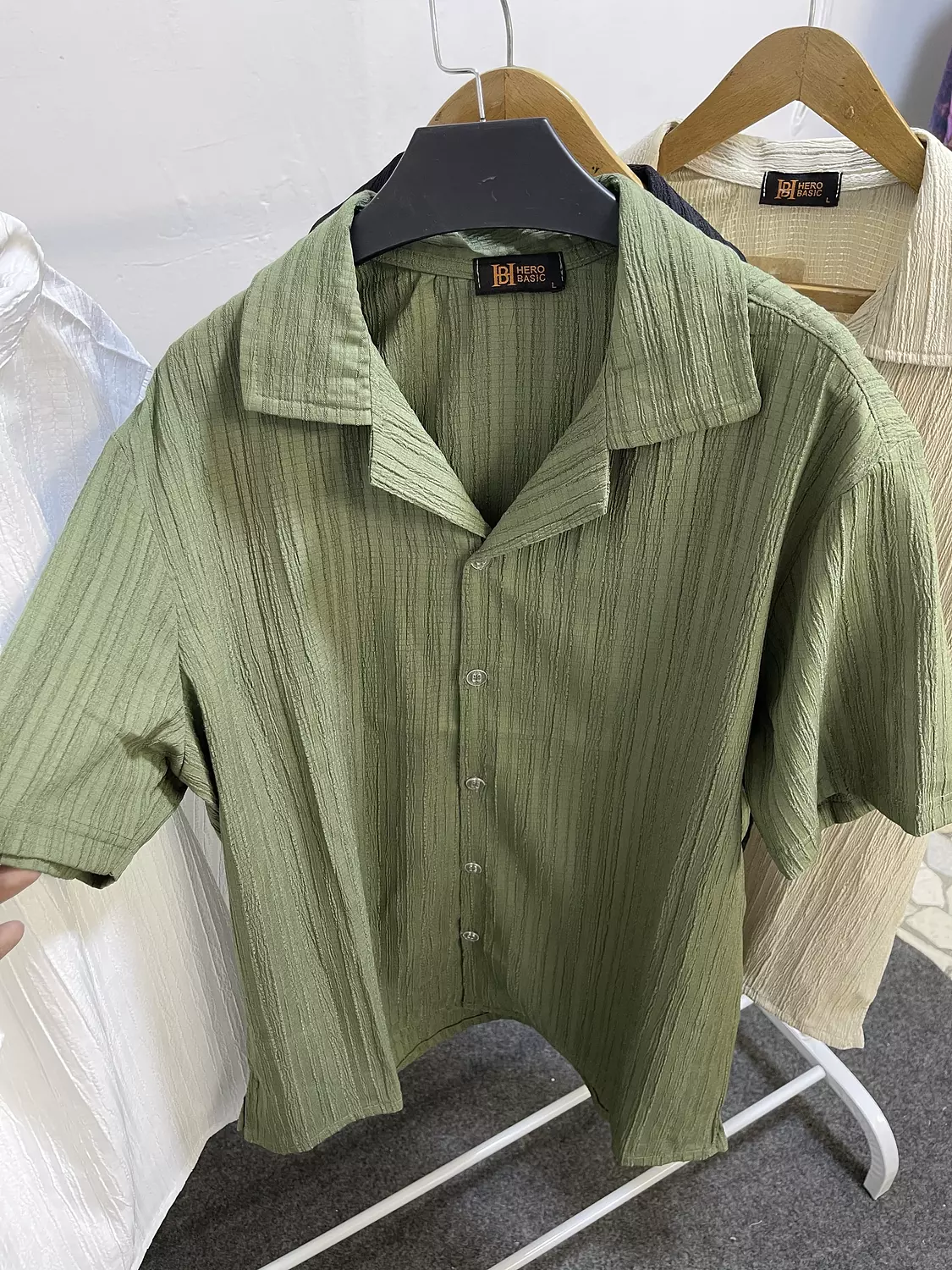 Olive green short and shirt set 3
