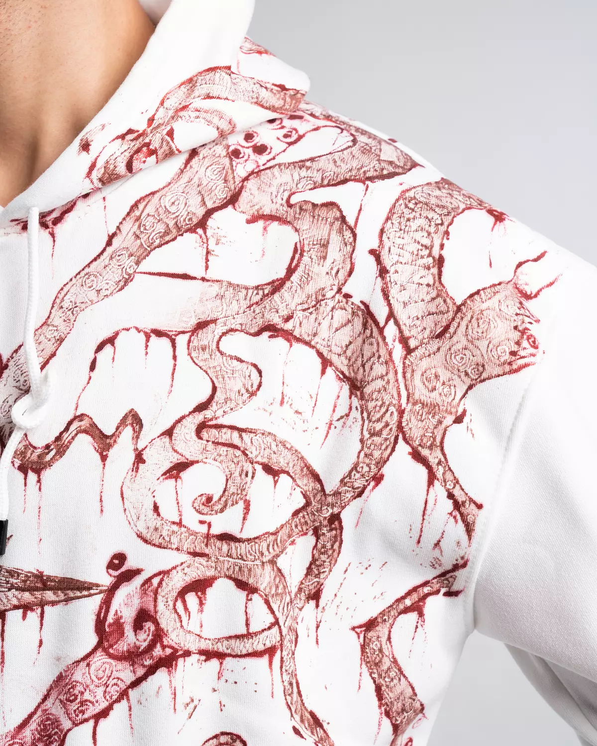 “Attack from the deep” hand printed & painted hoodie  9