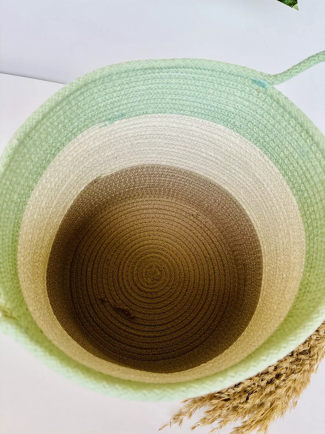 Beige, Off-White & Mint Rope Basket  2