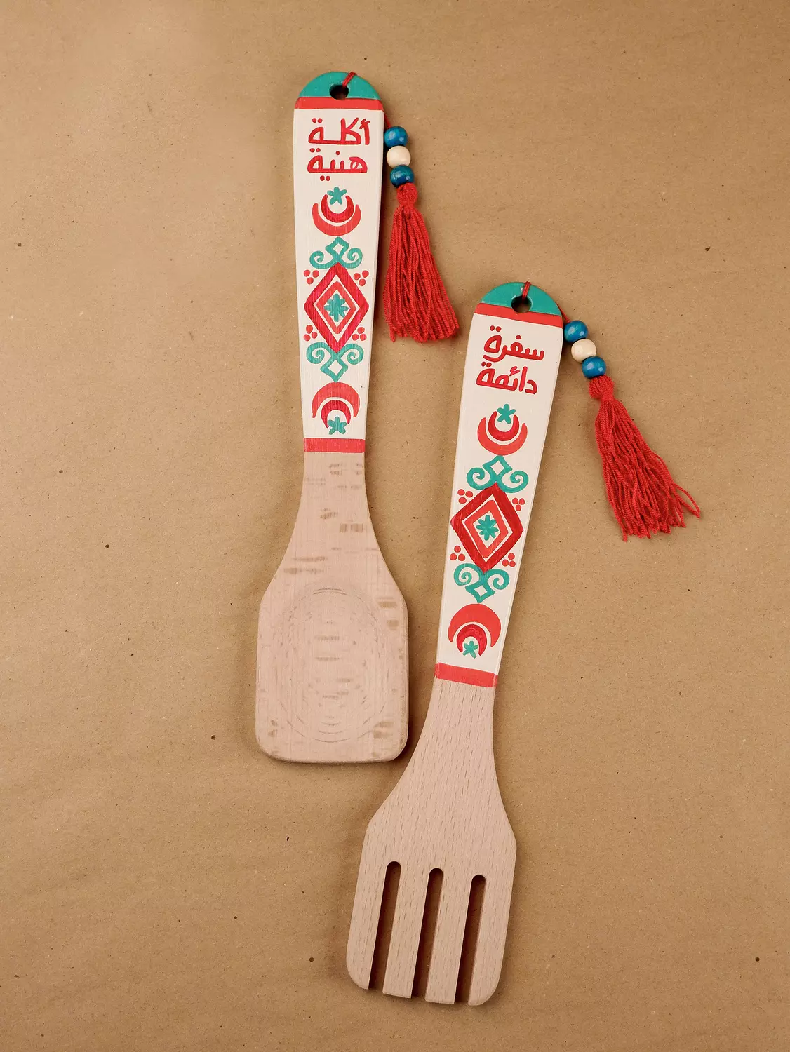 White with orange Fork & spoon image