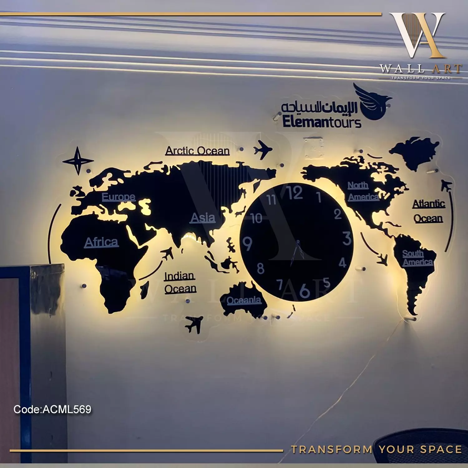 ACML569-Lighted Acrylic Mirror World Map  2
