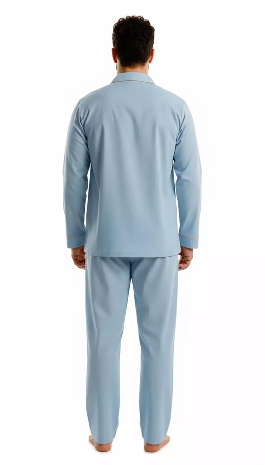 Men's Classic Long Sleeve Pajamas Set - 2454 - Blue 2