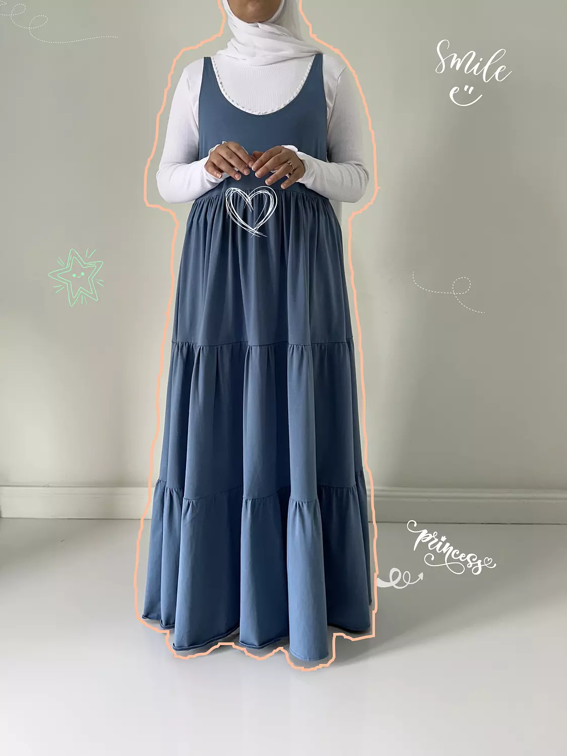 (Cotton ruffles dress blue (T 1