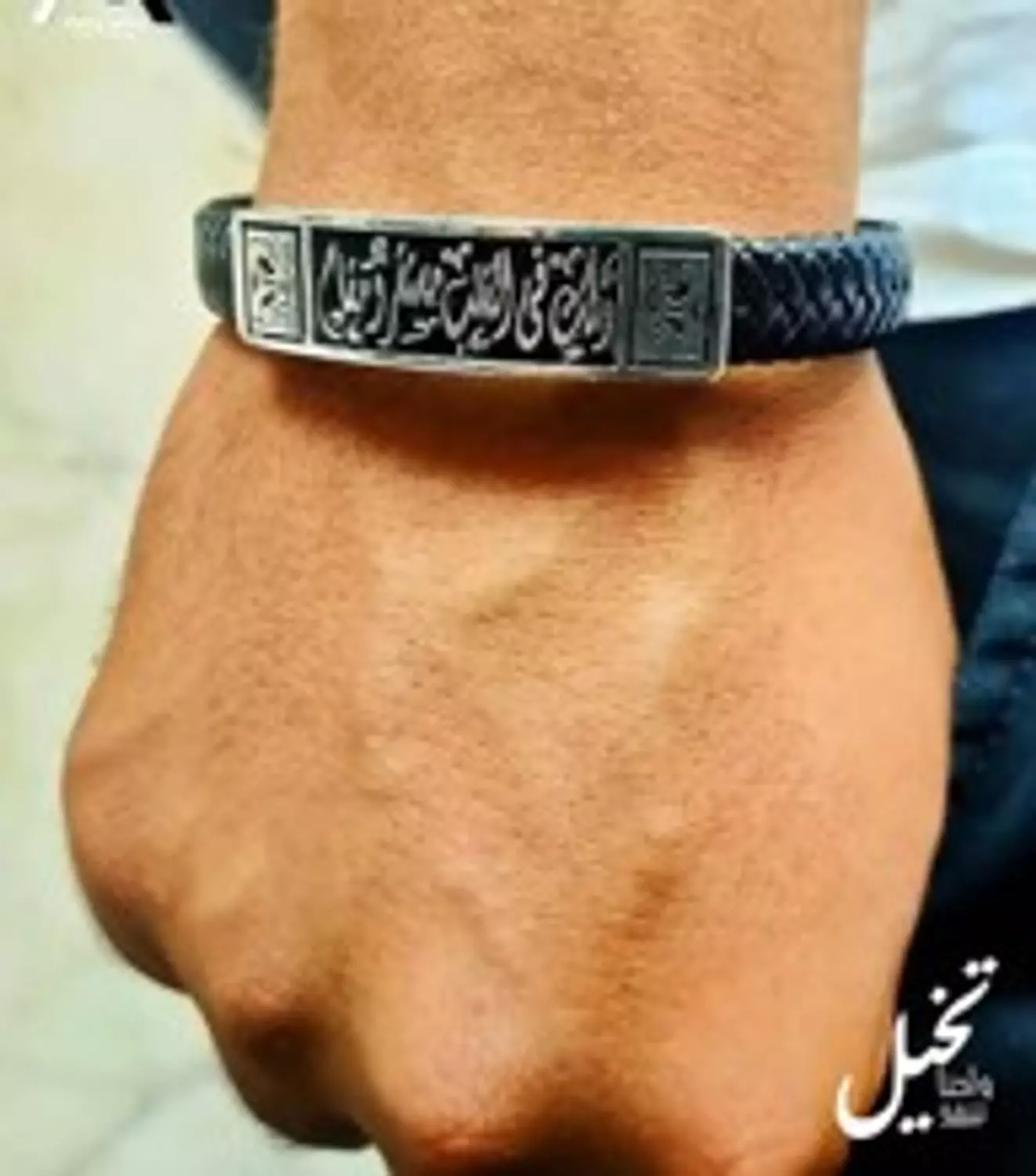 Leather bracelet in 925 sterling silver. image