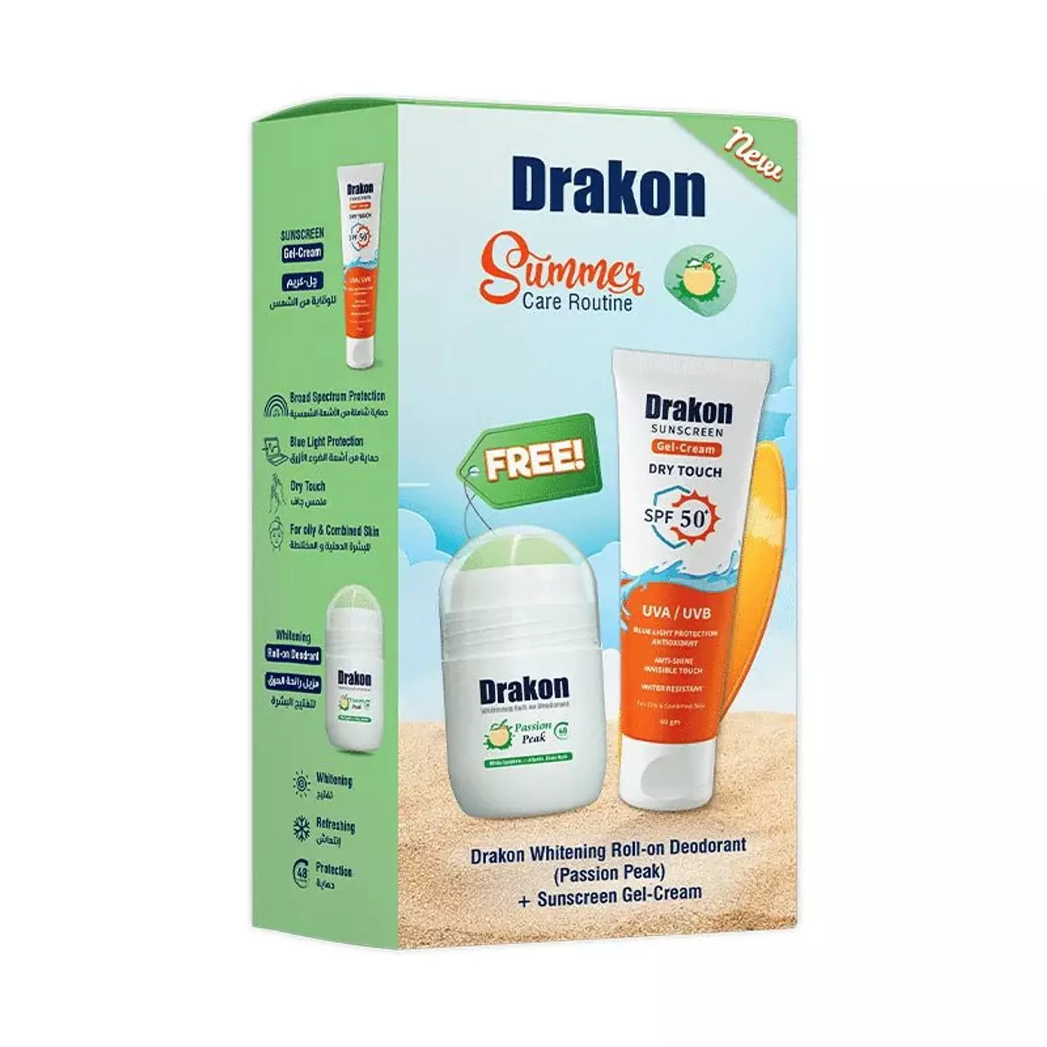 Drakon® promopack ( Sunscreen Gel-Cream SPF 50 +Drakon whitening Roll on Passion Peak) image