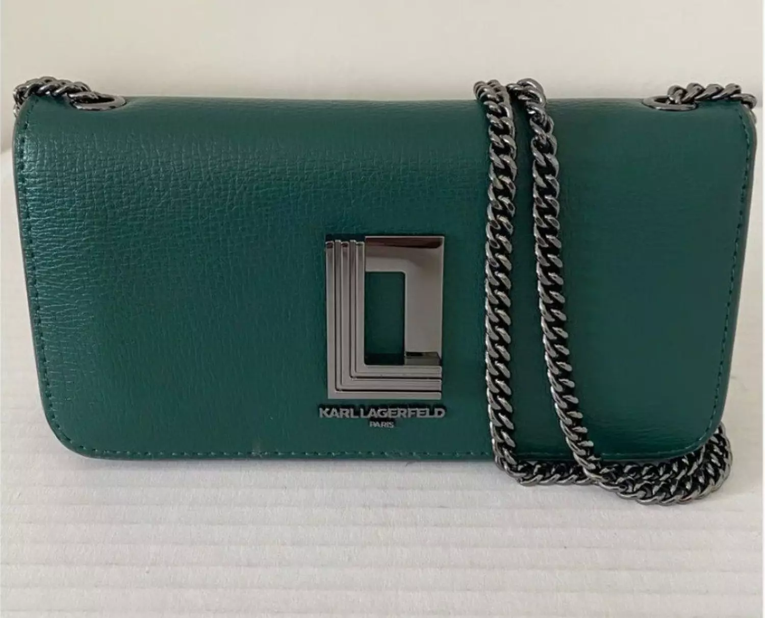 Crossbody pebbled leather bag KARL LAGERFELD emerald green  image