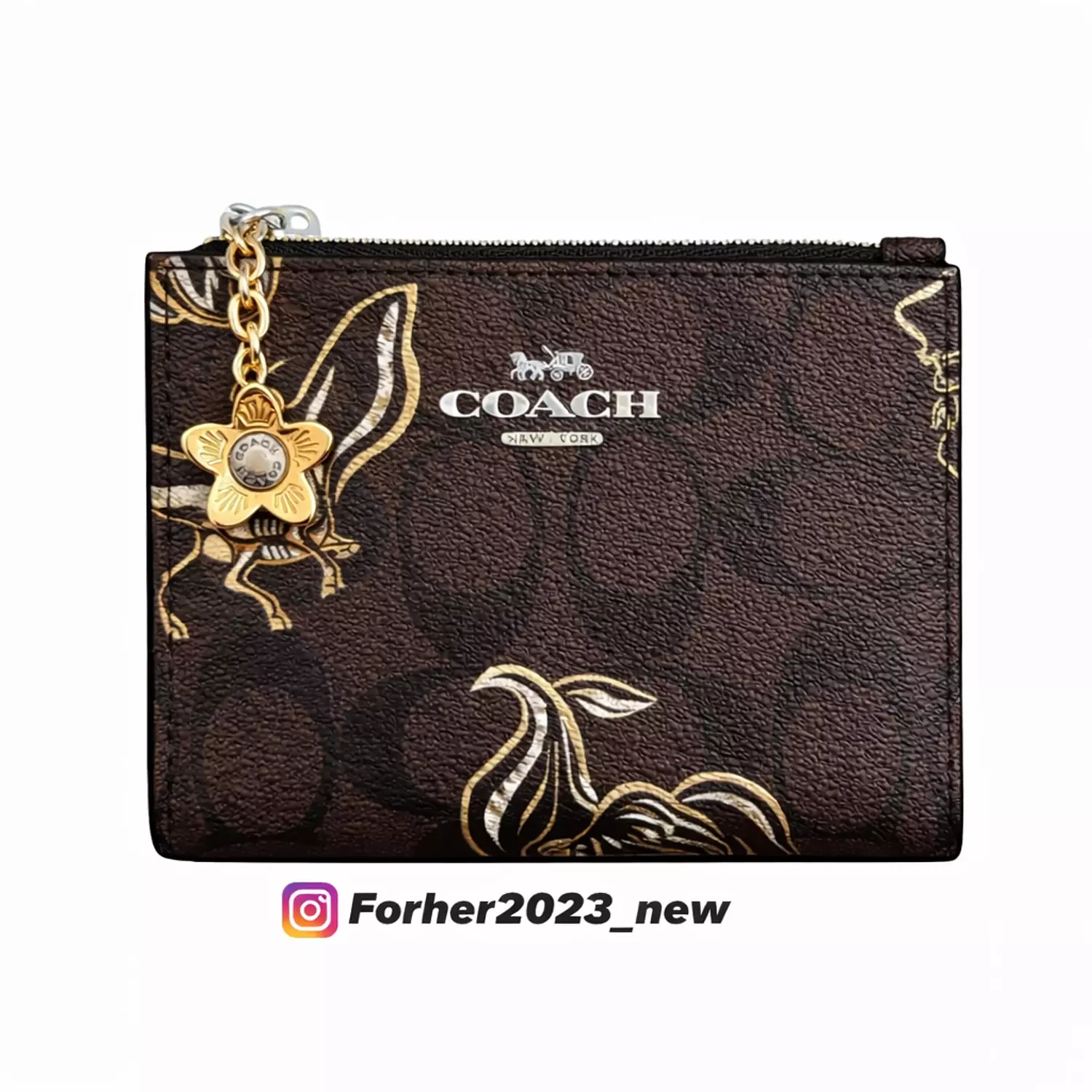 Coach bifold wallet yellow flower image