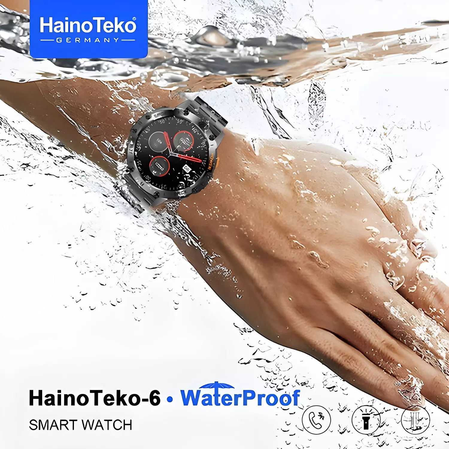 Haino Teko HainoTeko-6 Smartwatch Black with Leather & Silicon Straps 4