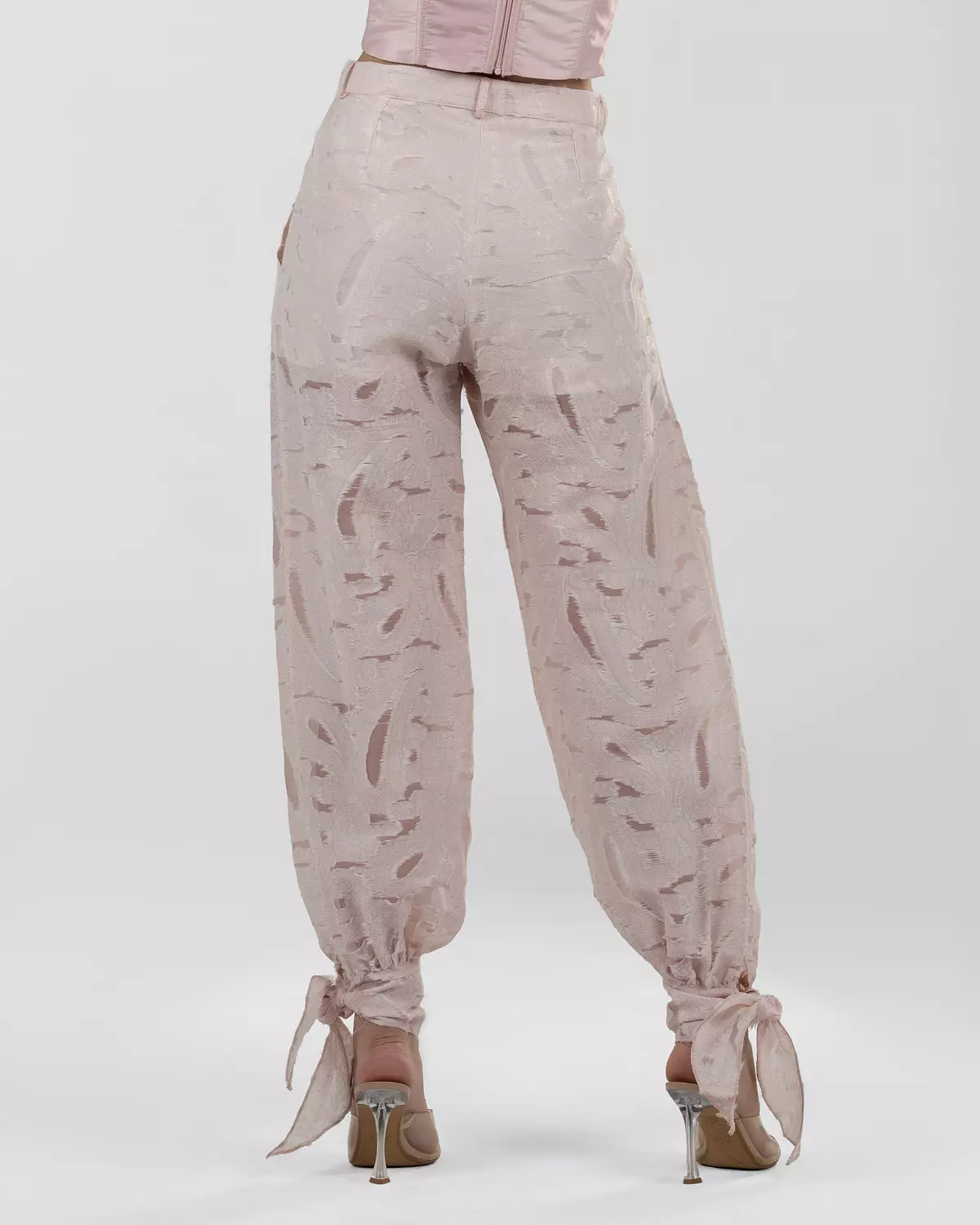 Refined Pink Wide-Leg Gathered Pants 2