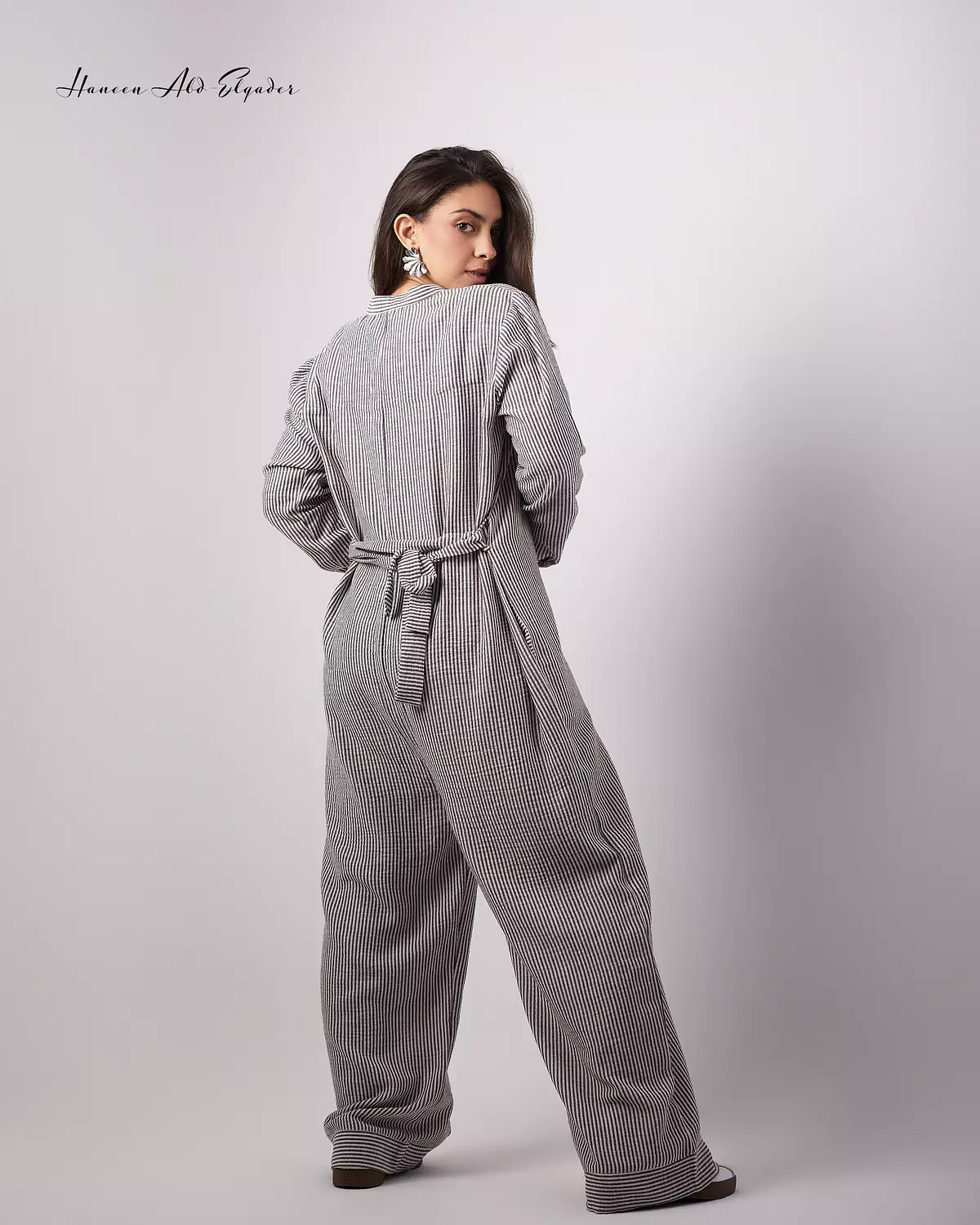 Gray striped jumpsuit  2