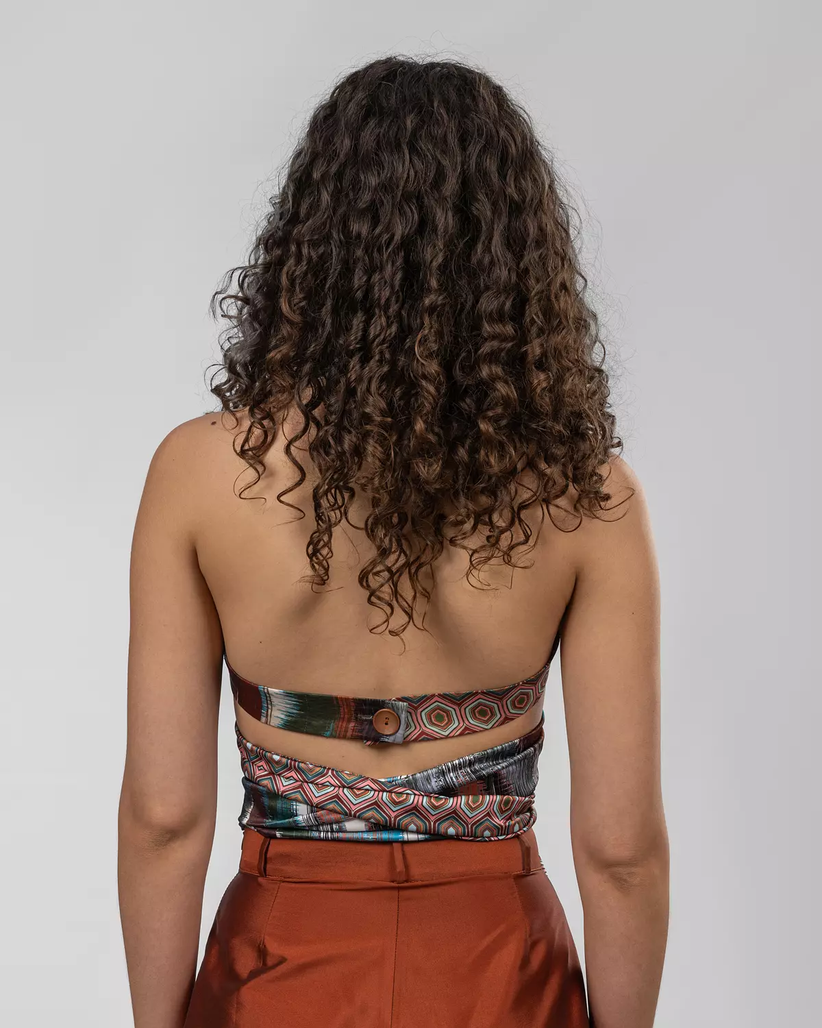 Printed Italian Silk Satin Wrap Top 4