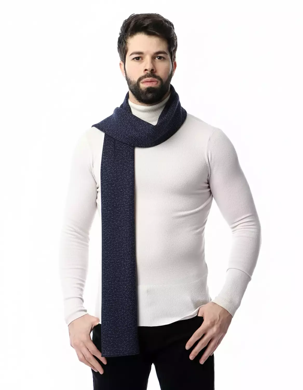 Classic Dotted Scarf - 2379 - Dark Blue*White Dots hover image