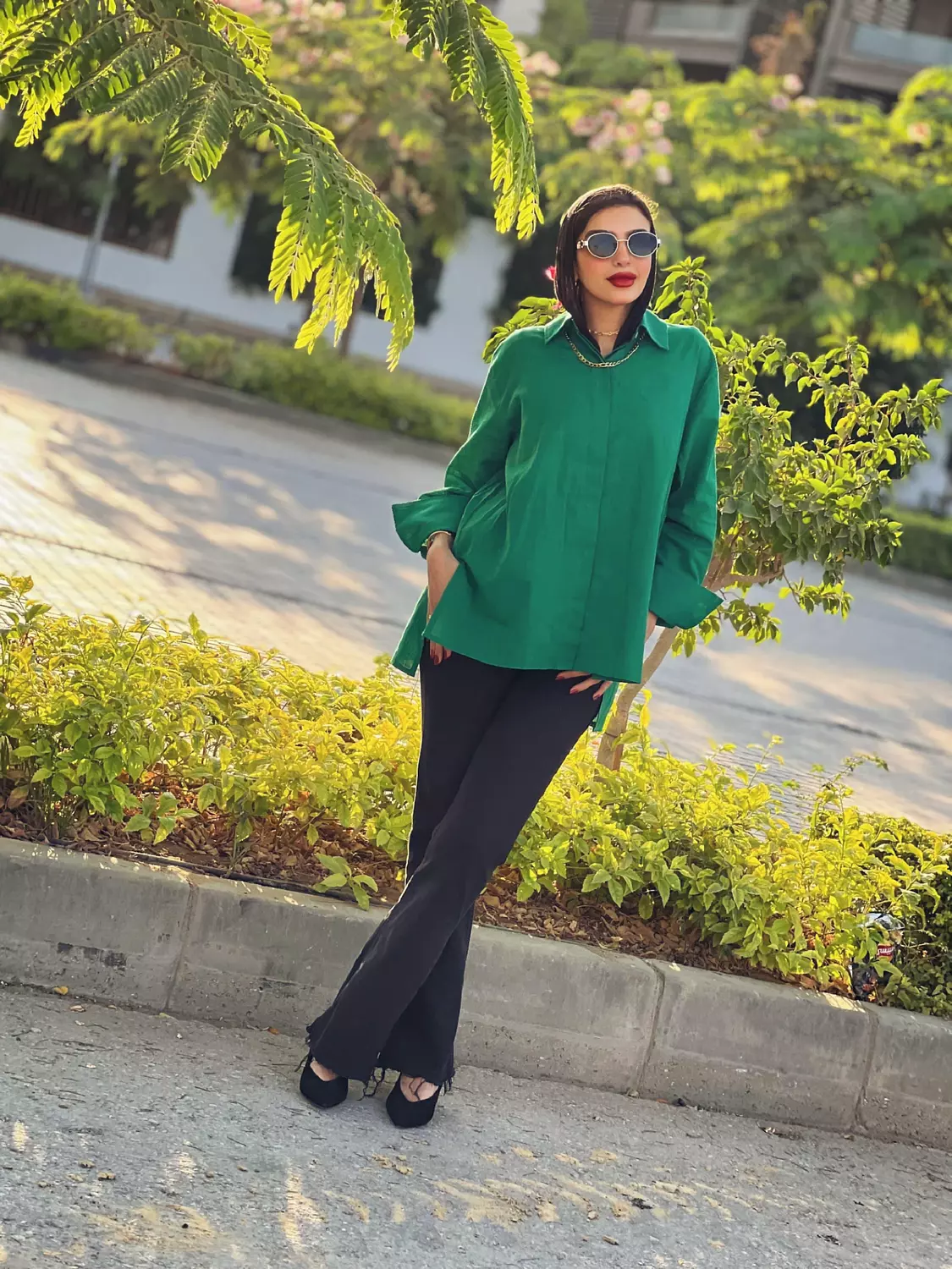 green linen cotton shirt 2