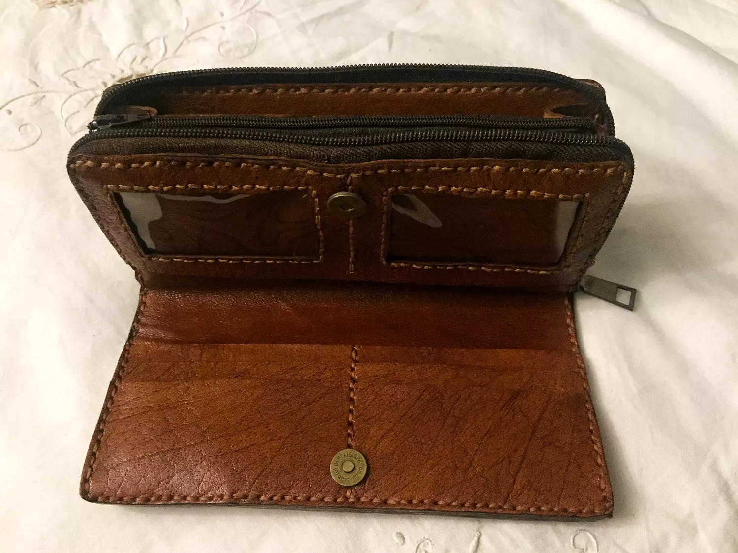 Floral tooled long leather wallet 2